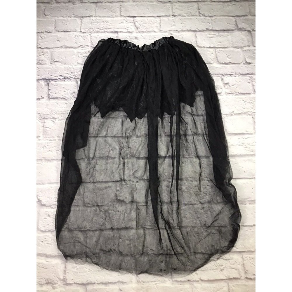 NWT Black Halloween Costume High-Low Tutu Cos Play Gothic Bride Witch - Picture 2 of 5